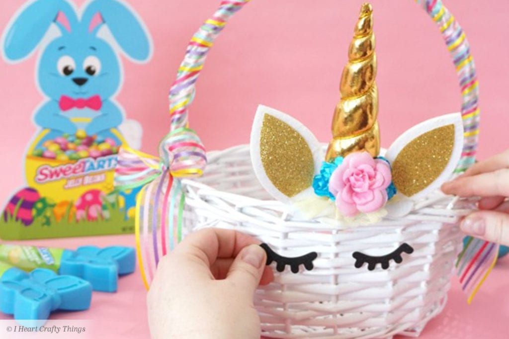 white unicorn easter basket