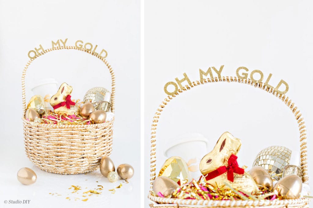 glittery gold easter basket