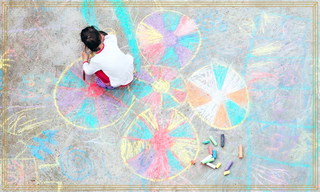 girl drawing chalk